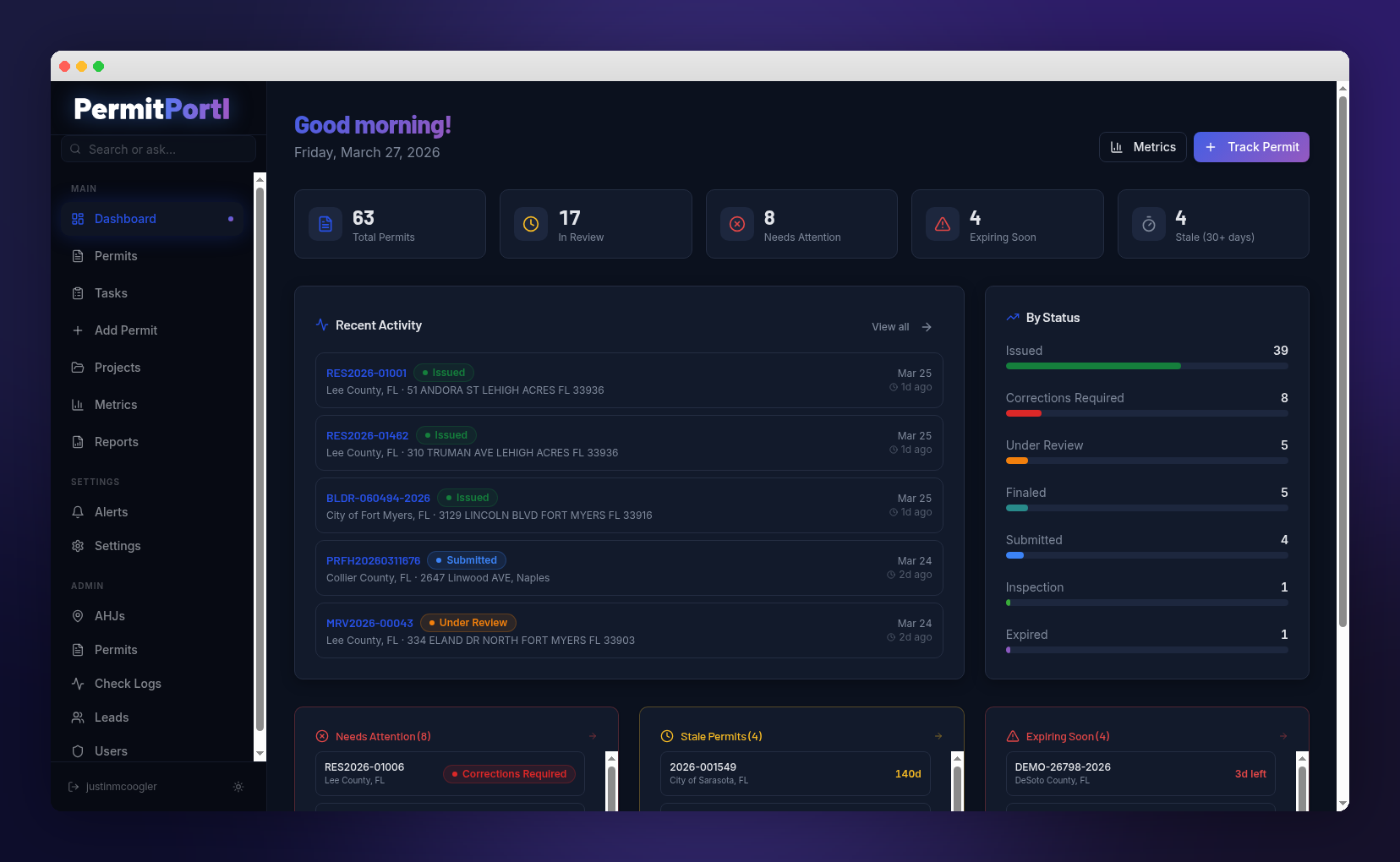 PermitPortl — Permit Tracking Dashboard